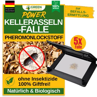 Produktbild von Kellerasselnfalle mit Pheromon Lockstoff -5x Fallen- Mittel gegen Kellerasseln im Haus & Garten, Kellerasseln bekämpfen, Chemiefrei & Nachhaltig