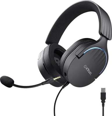 Produktbild von Gaming Headset USB, 85% Recyclingkunststoff, Surround Sound, 50mm Treiber, 2m Kabel, Mikrofon mit Geräuschunterdrückung, RGB Over-Ear Kopfhörer für PC