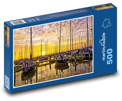 Zdjęcie produktu dla Puzzle 500 Port o zachodzie słońca - martinpuzzle
