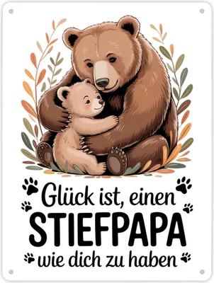Produktbild von Glück ist einen Stiefpapa wie dich zu haben Bärenumarmung Metallschild XL in