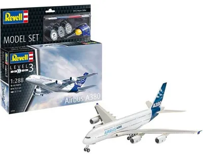 Obrázok produktu pre Stavebnicový model lietadla: Revell Airbus A380, vrátane farieb, lepidla a príslušenstva, detailný podvozok