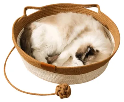 Image de Panier pour chat pliable, en corde tressée
