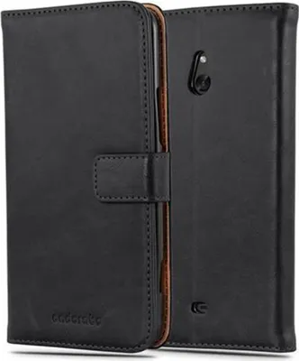 Produktbild von Cadorabo Hülle für Nokia Lumia 1320 Schutzhülle in Schwarz Handyhülle Book Tasche Case Etui Luxury