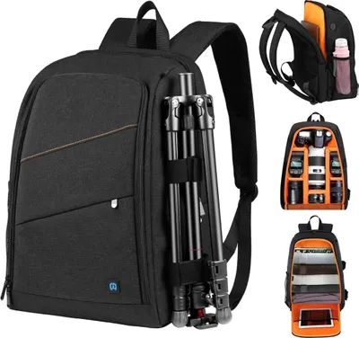 Produktbild von Kamera Foto Rucksack Tasche viel Platz für Kamera + Zubehör Drohne Regenschutz, Farbe:Schwarz