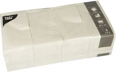 Produktbild von Papstar Servietten, 3-lagig 1/8-Falz 40 cm x 40 cm weiß, 4 x 250 Stück