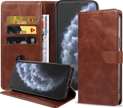 Image de Convient à l'iPhone 11 Pro
Etui de téléphone en faux cuir avec lèvre magnétique et porte-cartes Etui de livre avec
Rabat - Marron foncé - Smartphonica