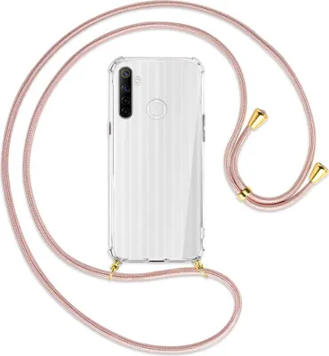 Produktbild von Handykette Backcover-Schutzhülle mit Band (Metall goldfarben) für Realme 6i - roségold
