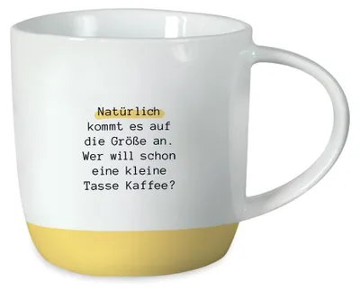 Porzellan-Kaffeebecher mit Spruch 300 ml, weiß, modern