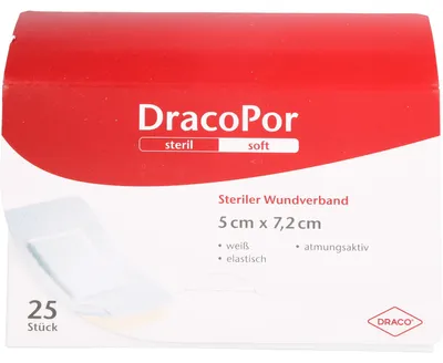 Produktbild von DracoPor soft weiß 7,2 cm x 5 cm steriler Wundverband, 25 St. Wundauflagen