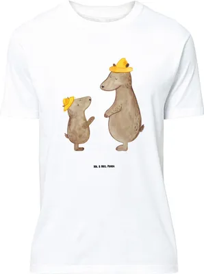 Produktbild von Mr. & Mrs. Panda Größe L T-Shirt Bären mit Hut - Weiß - Geschenk, Shirt, Vatertag, Kinder, Papa, Familie, Muttertag, Spruch, Tshirt