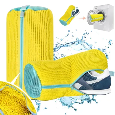 Produktbild von Schuhwaschbeutel 2 Stück 39 x 19 cm Wäschenetz mit Reißverschluss für Sneaker Gelb