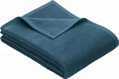 Produktbild von Ibena Tagesdecke Porto 180x220 cm - Baumwollmischdecke petrol einfarbig, Wolldecke, Sofadecke kuschelweich