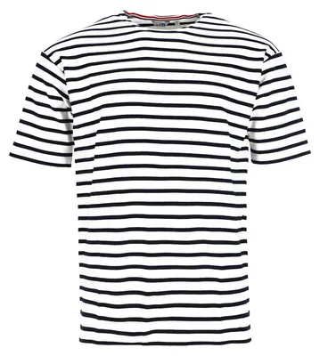 Produktbild von modAS Herren T-Shirt Bretonisches Streifenshirt - Ringelshirt Streifenshirt Kurzarm mit Streifen aus Baumwolle in Weiß/Blau Größe 60