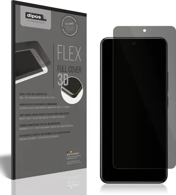 A product package for a screen protector is shown next to a smartphone with the screen protector applied.