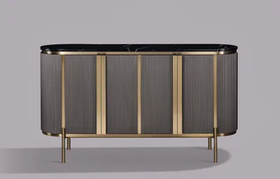 Produktbild von Stilig ST384A Kommode in Grafitgold mit Marmorplatte, 160x40x90 cm