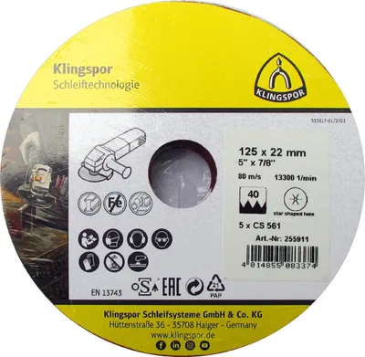 Produktbild von Klingspor Vulkanfiberscheibe CS 561 Durchmesser 125mm Körnung 80 - 255913