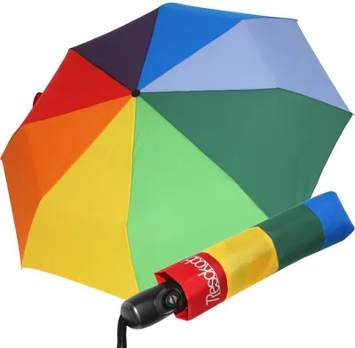 Produktbild von Regenschirm Taschenschirm Regenbogen Multicolor Auf-Zu-Automatik