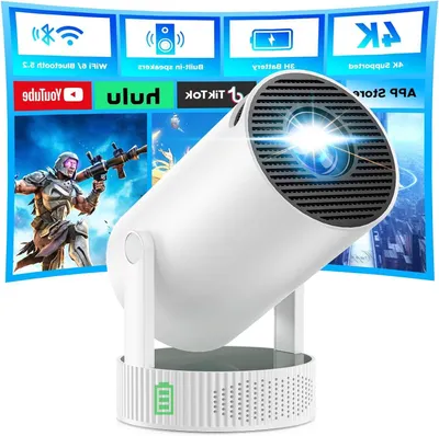 Productafbeelding van Mini Beamer - Draagbare Projector - Thuisbioscoop Maken - 220 Graden Rotatie - 3 Uur Autonomie - Off-white