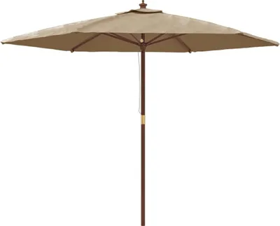 Image de vidaXL Parasol avec mât en bois Taupe 299x240 cm