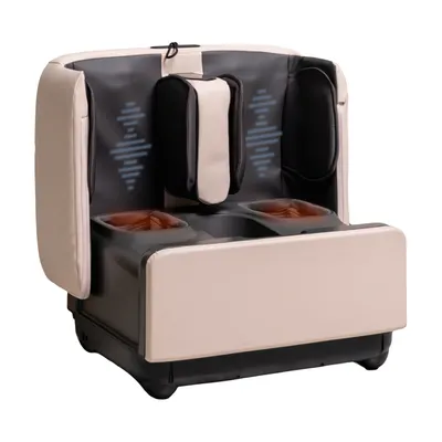 Produktbild von GESS PUF - 3-in-1 Premium Fußmassagegerät mit Ottoman Fußstütze – ShiatsuFuß und Wadenmassagegerät mit Wärme und Knetenfunktion