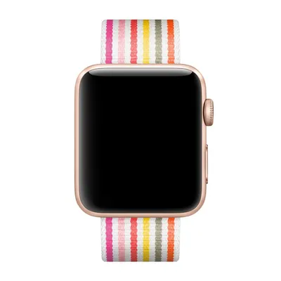 Image de Bracelet Apple Watch Woven Nylon Pink Stripe (bande rose), 42mm