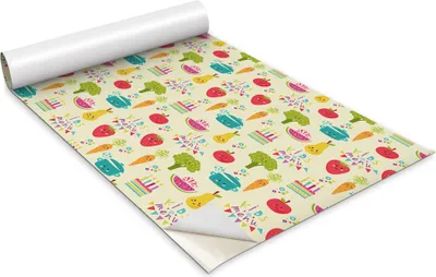 Zdjęcie produktu dla Folia samoprzylepna - Okleina meblowa - Dekoracyjna - Do mebli - Tapeta - Naklejka - Folia - Warzywa i owoce z kreskówek - 100 x 50 cm