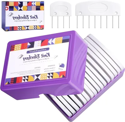 Productafbeelding van Kam Spelden Breiset - Breinaalden Blokkeren - Handwerk Projecten - Roestvrij Staal - 20 stuks - Paars
