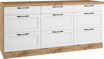 Produktbild von Unterschrank mit Schubladen 180 cm, weiß und Eiche, MONTERREY-03