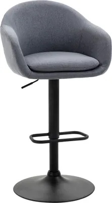 Produktbild von HOMCOM Barhocker, Höhenverstellbarer Barstuhl, Küchenhocker, Bistrohocker mit Fußstütze, Tresenhocker mit Leinenoptik für Esszimmer, Dunkelgrau, 54 x 54 x 92-112 cm