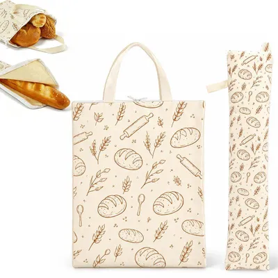 Produktbild von Brotaufbewahrungsbeutel 2er Set, Brot Tasche mit Bienenwachs-Innenfutter, Reißverschluss, für Brot, Gebäck und Teig
