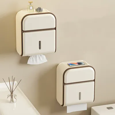 Produktbild von Toilettenpapierhalter, multifunktionaler Toilettenpapierhalter, Toilettenpapierhalter ohne Bohren, mit Schublade, wasserdichte Box, einfache Montage