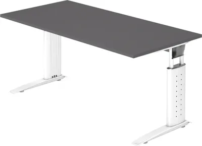 Produktbild von bümö Schreibtisch Serie-U - Größe:  160 x 80 cm, Nachbildung: Graphit, Gestell: Weiß