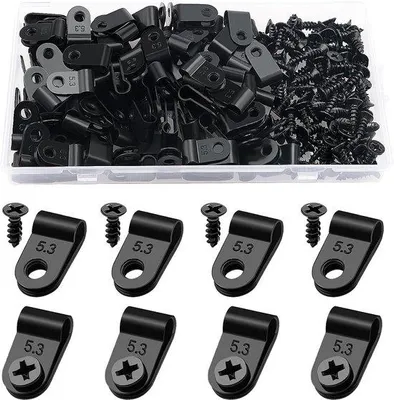 Produktbild von Unyqoos® 100er-Set Nylon-Kabelclips mit Schrauben, feuerhemmend – robustes Kabelmanagement für Haushalt, Büro & Außenbereich