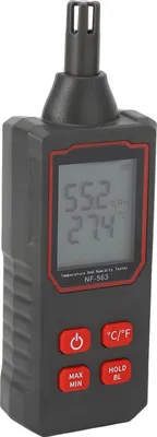 Obrázek produktu pro Detektor teploty a vlhkosti s podsvícením LCD displeje, funkcí alarmu a přenosným designem pro domácí i venkovní použití
