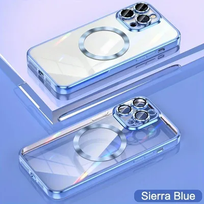 Obrázok produktu pre Magnetické puzdro na mobilný telefón vhodné pre Apple IPhone 14+ Plus | Ochranné puzdro s ochranou fotoaparátu Puzdro | kompatibilné s Magsafe | TPU silikón Svetlo modrá