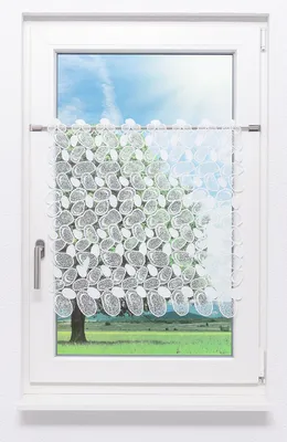Produktbild von Scheibengardine Plauener Spitze - Kieselsteine (Bx H) 64cm * 60cm weiß