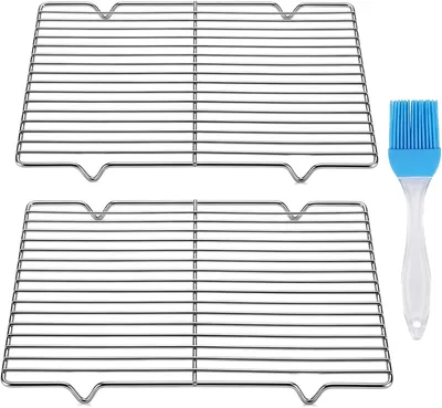 Produktbild von Kuchenrost – Set mit 2 Stück – Kühlrost – Edelstahl – Kühlgitter – Rechteckiger Backrost für Backen und Braten