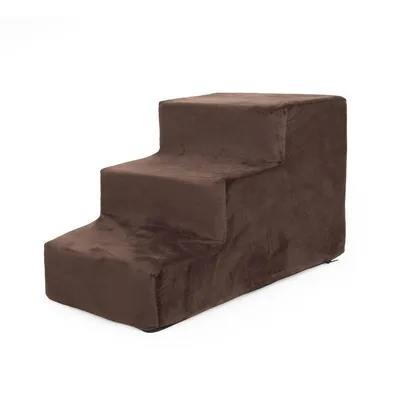 Immagine prodotto di Scale per cani Scale per gatti Scale per animali domestici Aiuto per arrampicarsi Rivestimento in peluche 3 scale Velluto marrone