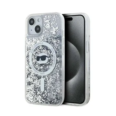 Immagine prodotto di Karl Lagerfeld Klhmp15Mlgchsgh Custodia rigida per Iphone 15 Plus / 14 Plus 6.7 Trasparente Liquido Glitter Choupette Head Magsafe