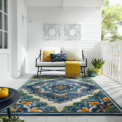 Superweicher Floral Outdoor-Teppich in Blau_Blau_Rechteckig_#sku_BARK503119376028-BARK503119376029-BARK503119376030#