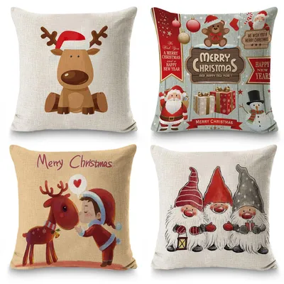 Produktbild von Set aus 4 weihnachtlichen Dekokissenbezügen für Kissen 45x45 cm