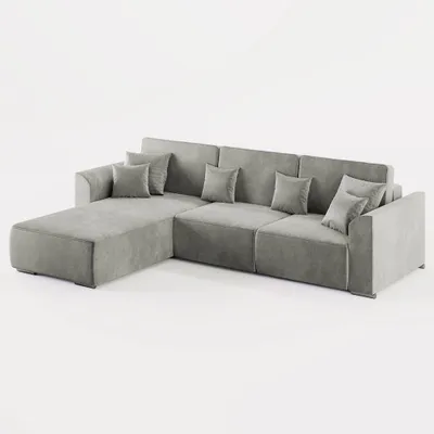 Produktbild von ECKSOFA LUMO L Links Grau Velours-Stoff mit Schlaffunktion und Bettkasten