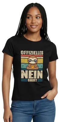 Produktbild von Spreadshirt Offizielles Nein Shirt | Faultier Humor Frauen T-Shirt, XXL, Schwarz