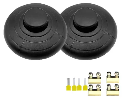 Fußschalter 2er-Pack, selbstsperrend, für 2-3-adrige Kabel, schwarz