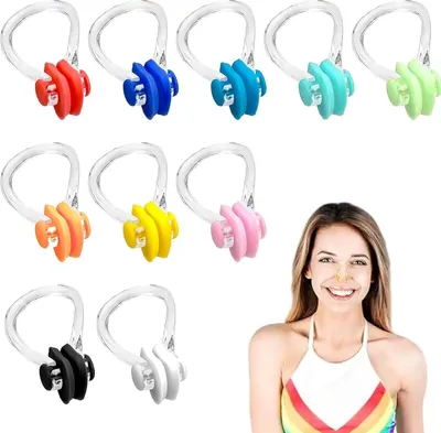 Produktbild von Nasenklammern zum Schwimmen, Nasenstöpsel, wiederverwendbar, wasserdicht, für Schwimmer, Anfänger, 10 Stück