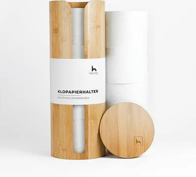 Produktbild von Famanu Toilettenpapierhalter mit Deckel - Holz, für 4 Rollen