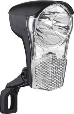 Produktbild von Büchel 50170 Dynamo-Scheinwerfer Frontlicht Uni LED, 15 Lux, Frontleuchte + Halterung, Schalter, schwarz