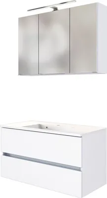 Produktbild von Waschtisch-Set Gästebad Waschplatz Badset Handwaschplatz Badmöbel "Baabe III" Weiß/Weiß-Matt