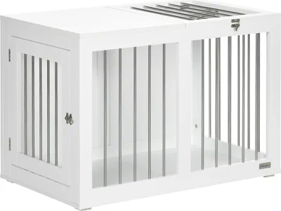 Produktbild von Hundekäfig, Hundehütte, Haustierkäfig Für Mittelgroße Hunde, Hundebox Mit Türen, Hundehaus, Transportkäfig, Weiß, 80 X 50 X 56,5 Cm