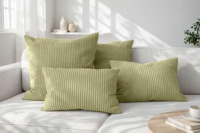 Produktbild von Amilian Dekokissen 4er Set mit Füllung, Cord-Optik, 40x40 & 35x45 cm - Morgentau